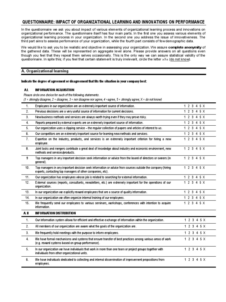 Organizational Learning Impact Questionnaire | PDF | Business