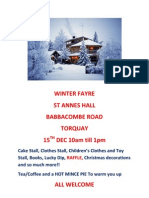 Winter Fayre ST Annes Hall Babbacombe Road Torquay 15 DEC 10am Till 1pm