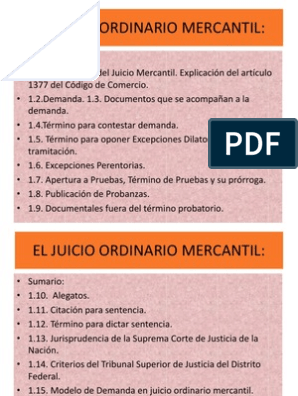 Juicio Ordinario Mercantil | PDF | Evidencia (ley) | Demanda judicial