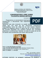 Afiche Conversatorio Filosofía Griega. Nov 2012