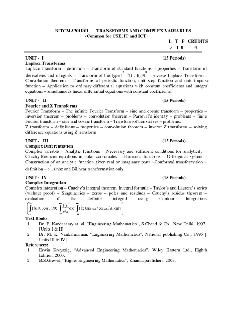 Transforms and Complex Variables Overview | PDF | Fourier Transform ...
