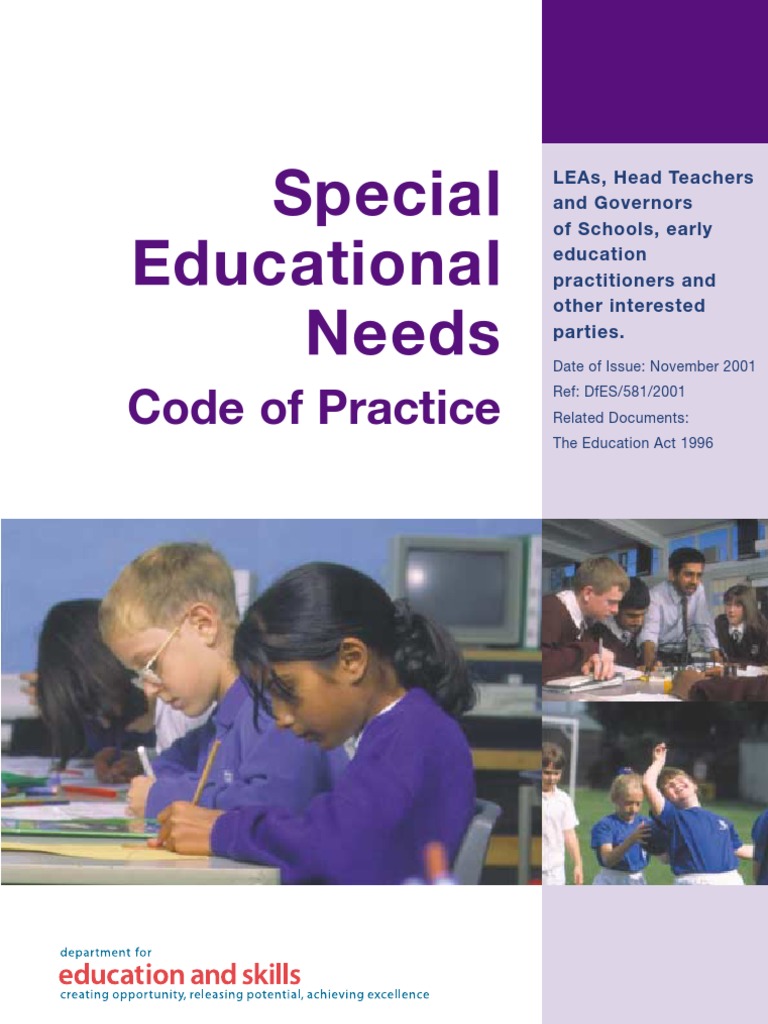 SEN Code of Practice 2001 PDF Special Education Social Institutions
