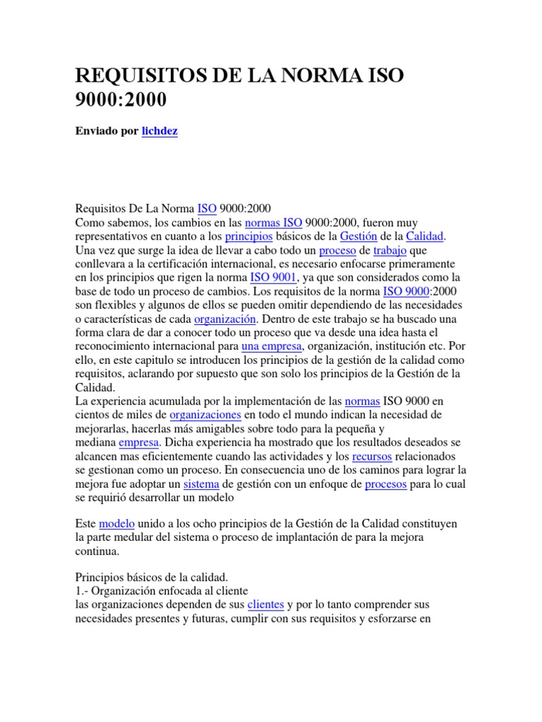 Requisitos de La Norma Iso 9000 | PDF | Calidad (comercial) | Gestión ...