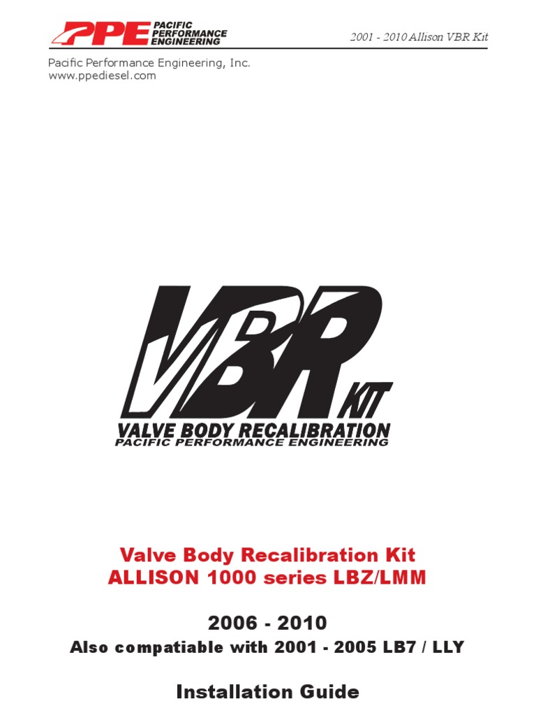 Valve Body Recalibration Kit ALLISON 1000 Series LBZ/LMM 2006 2010