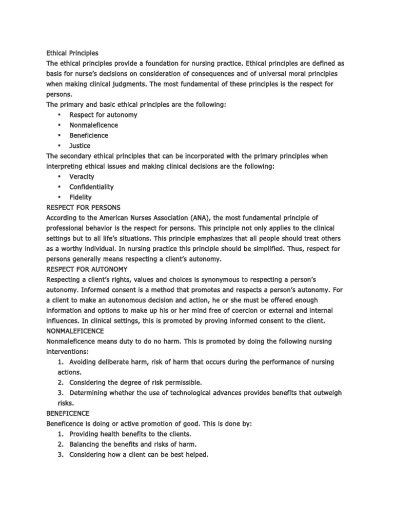 Ethical Principles | PDF | Nursing | Autonomy