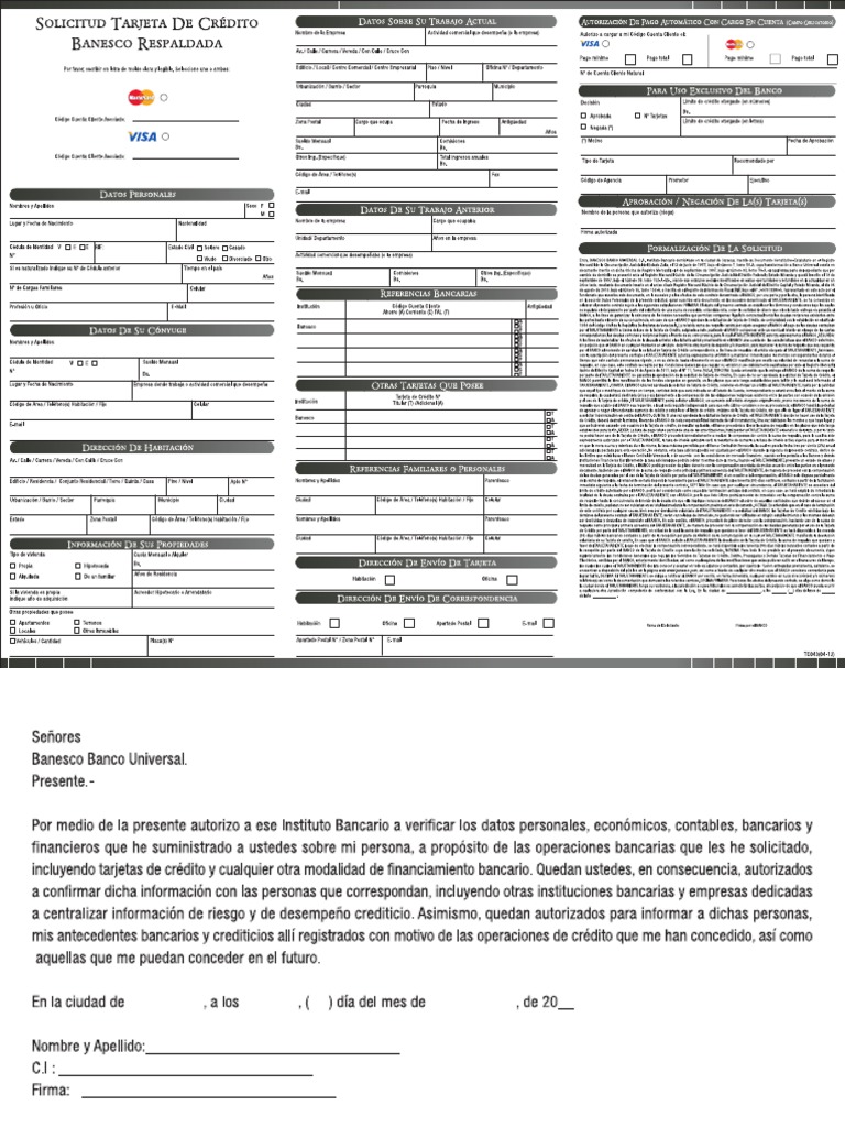 requisitos para pedir tarjeta de credito en banco banesco