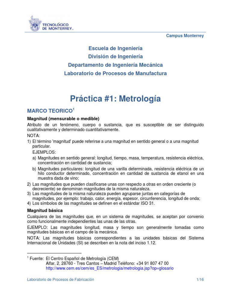 Introducción a la metrología y sus conceptos básicos | PDF | Medición ...