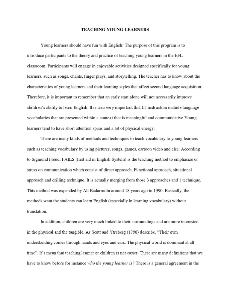 Teaching English to Young Learners | PDF | Teaching English As A ...