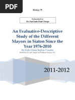 An Evaluative-Descriptive Study of The Different Mayors in Siaton Since The Year 1976-2010