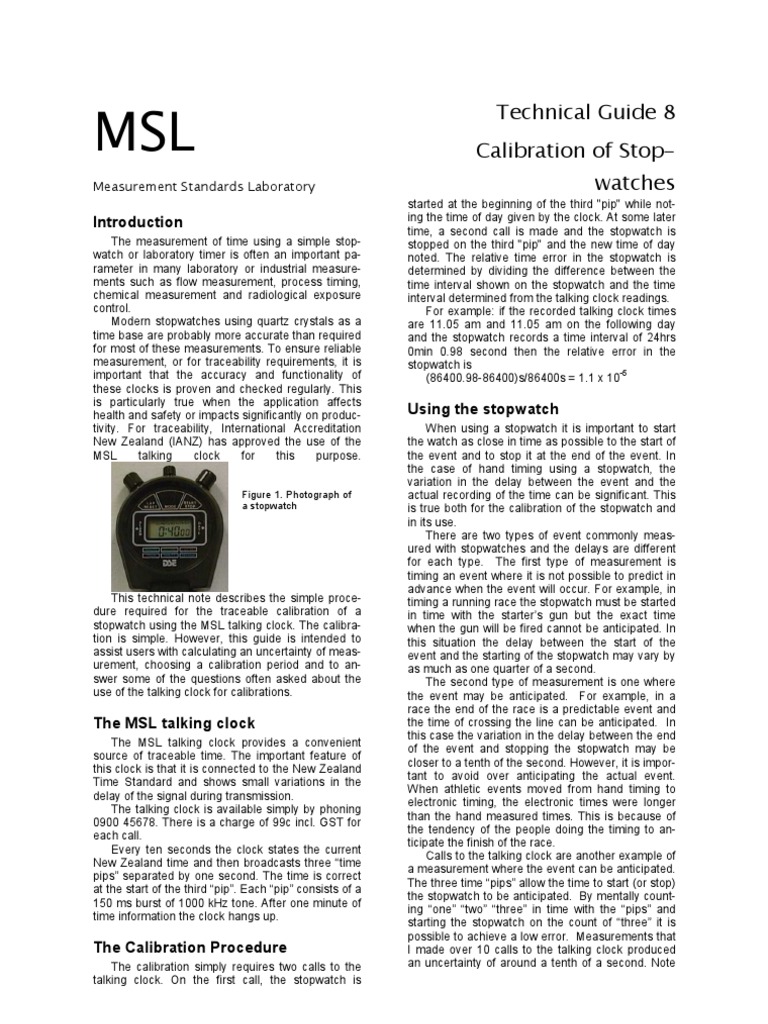 Calibrate Stopwatches Using Talking Clock | PDF | Calibration | Clock