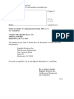 Notice To Transfer of Claim Pursuant To Rule 3001 (E) (1) To: Transferor: Valley Trailer Sales - CN 1850 BYLAND RD. Kelowna, BC V1Z 3E5