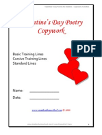 Valentine's Day Poetry Copywork: Basic Training Lines Cursive Training Lines Standard Lines