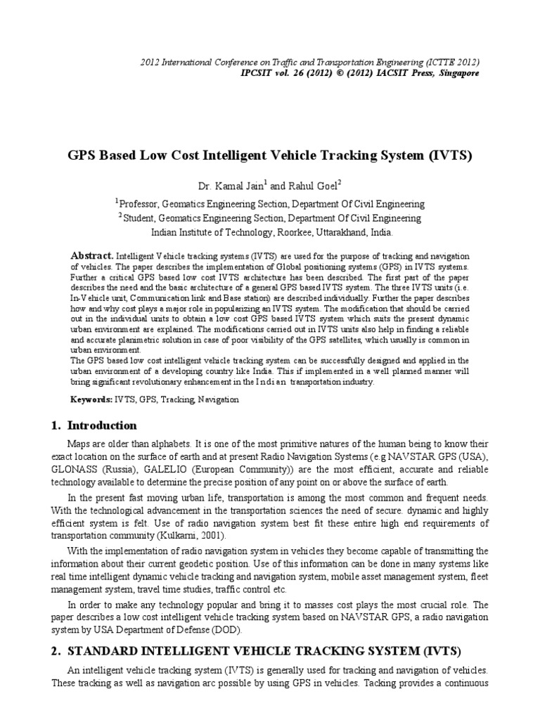GPS Based Low Cost Intelligent Vehicle Tracking System (IVTS) | PDF ...