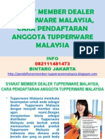 Syarat Member Dealer Tupperware Malaysia, Cara Pendaftaran Anggota Tupperware Malaysia