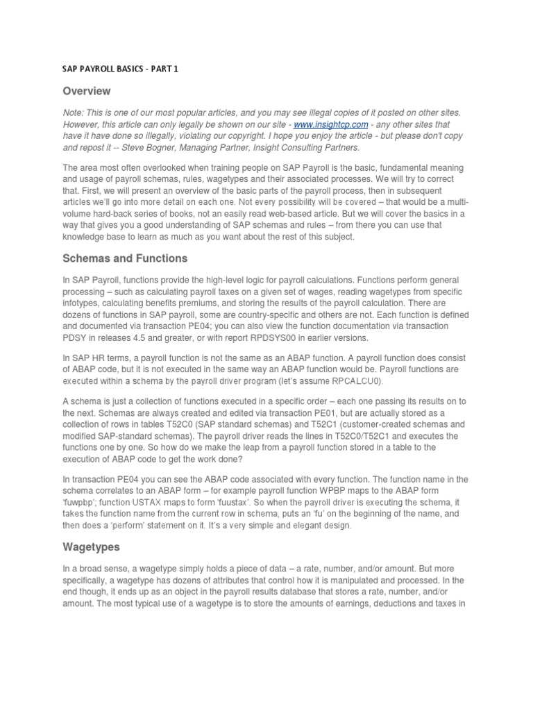 Sap Payroll Basics Part 1 PDF Payroll Taxes