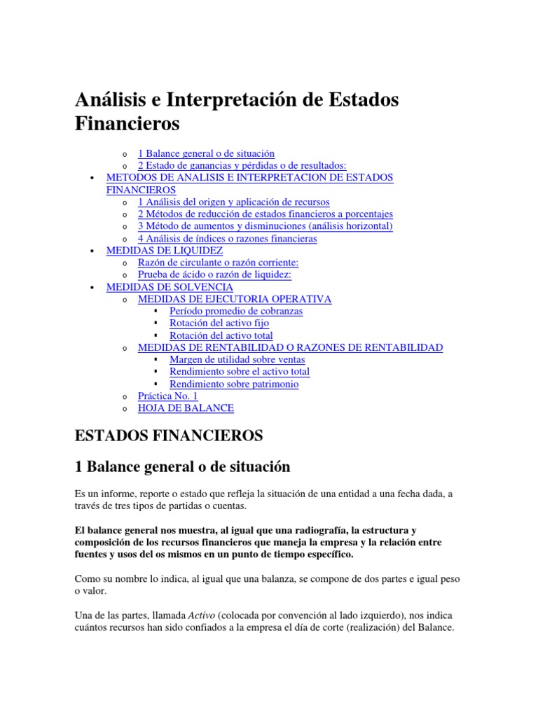 Análisis e Interpretación de Estados Financieros Estado