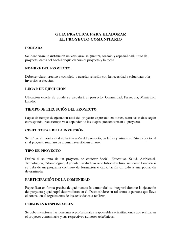 Guía para Elaborar Proyectos Comunitarios | PDF | Negocios