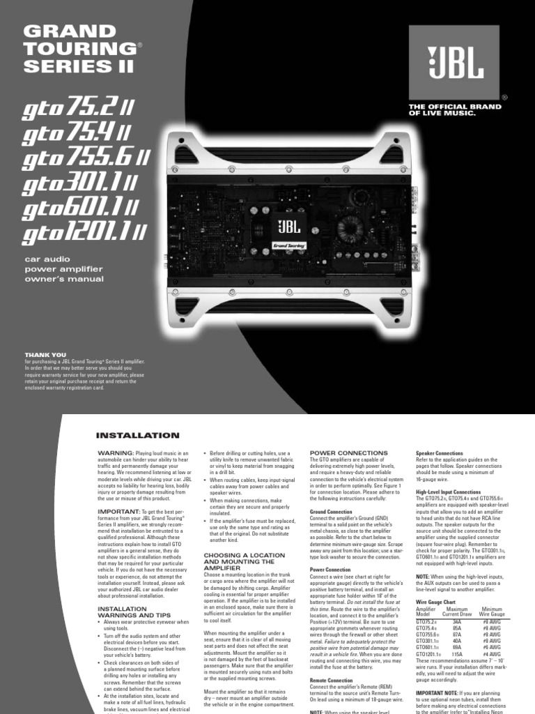 matrix købmand tryk Manual Usuario JBL GTO 75.4 | PDF | Loudspeaker | Signal To Noise Ratio
