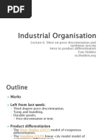 Lecture 6: More On Price Discrimination and Nonlinear Pricing Intro To Product Differentiation Tom Holden