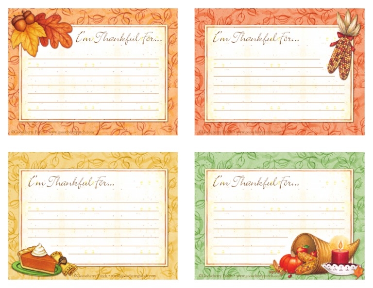 Gratitude Cards Free Printable