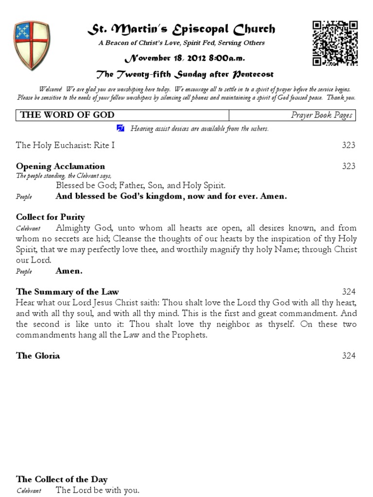 St. Martin's Episcopal Church Service | PDF | Eucharist | Jesus