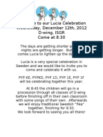 Welcome To Our Lucia Celebration Wednesday, December 12th, 2012 D-Wing, ISGR Come at 8:30