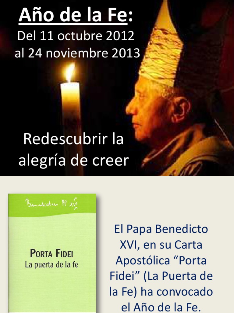 Año de la Fe: Redescubriendo la Fe | PDF | Fe | Papa Benedicto Xvi