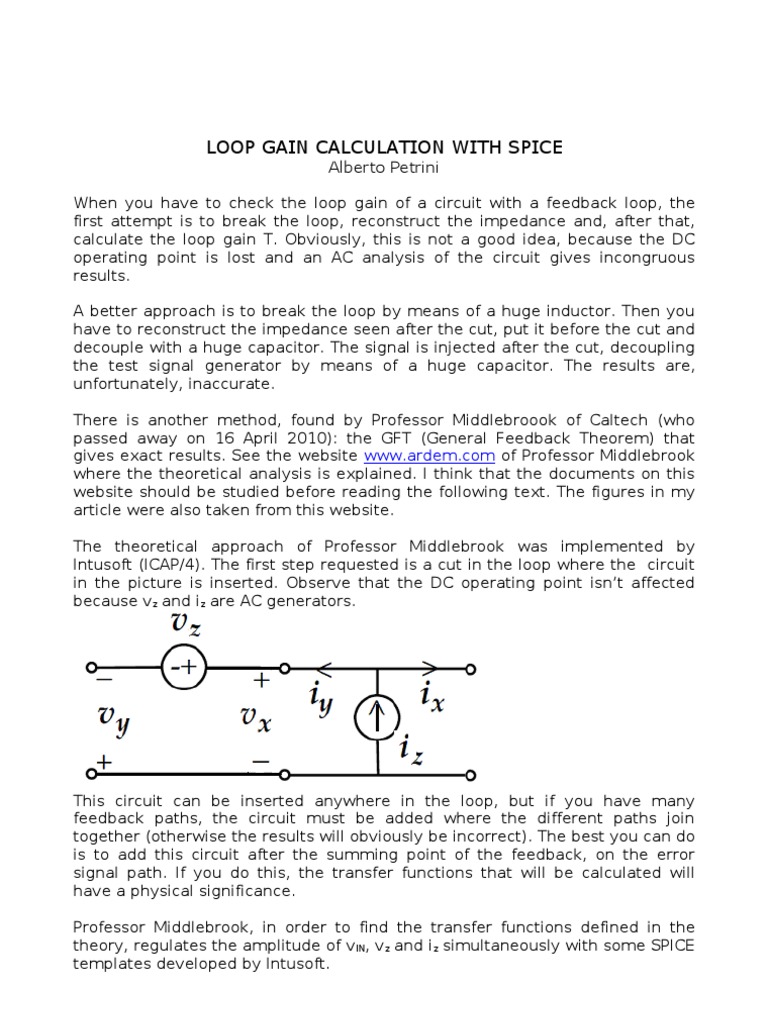 Loop Gain Calculation Techniques | PDF | Electrical Network ...