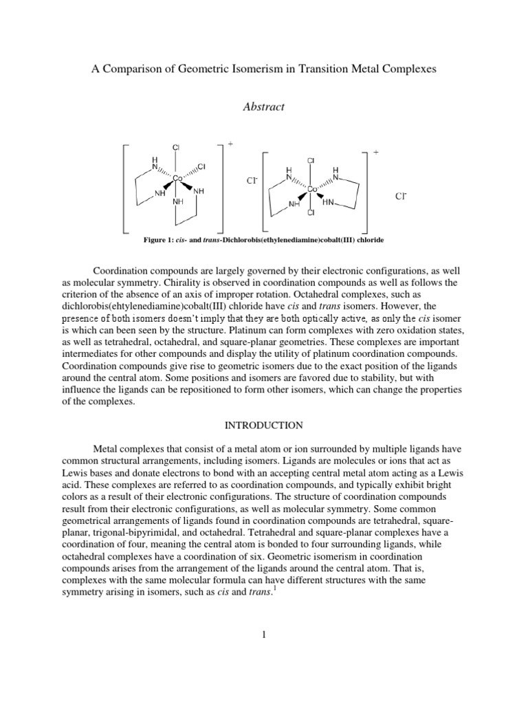 Geometric Isomerism in Cobalt Complexes | PDF | Coordination Complex ...