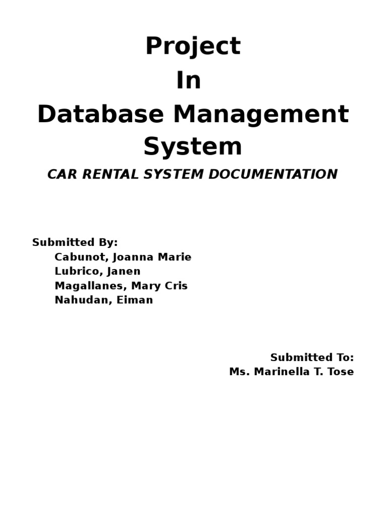 Car Rental System Project Documentation | PDF | Arial | Computing