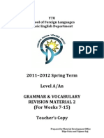 1 - A LEVEL GRAMMAR-VOCAB 2 (7-15. Haftalar) Cevap Anahtarı