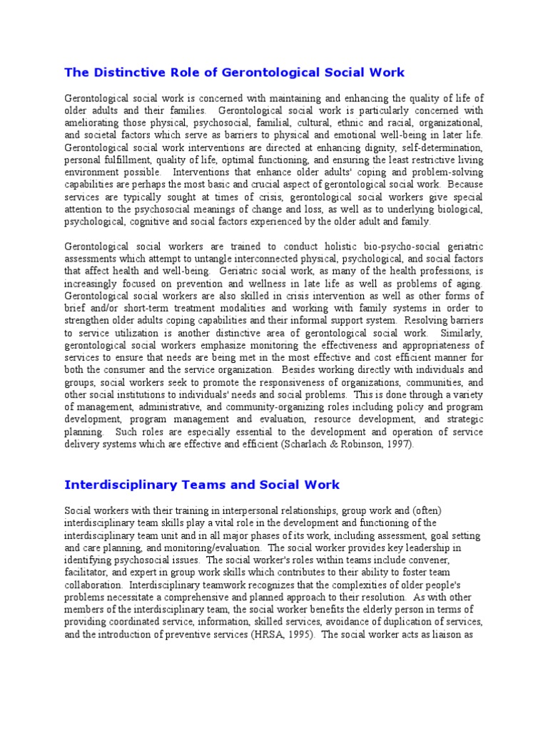 Gerontological Social Work Roles and Impact | PDF | Social Work ...