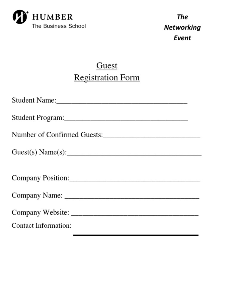 Guest Registration Form for Networking Event | PDF