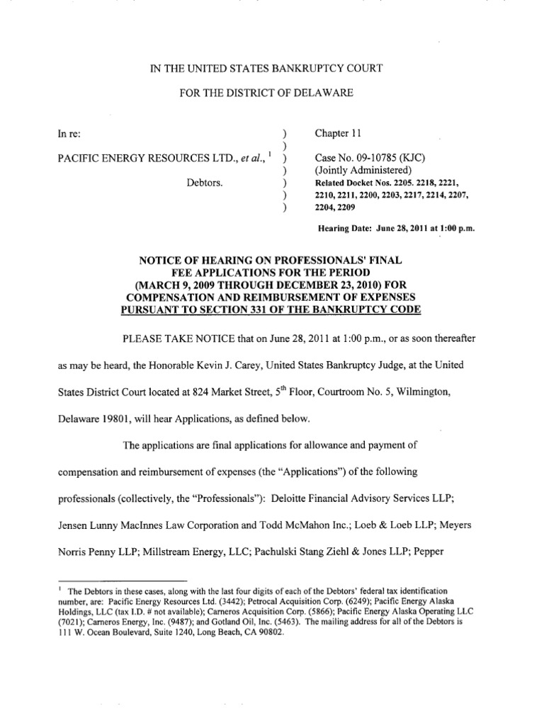 Related Docket Nos. 2205. 2218, 2221,) 2210, 2211, 2200, 2203, 2217 ...