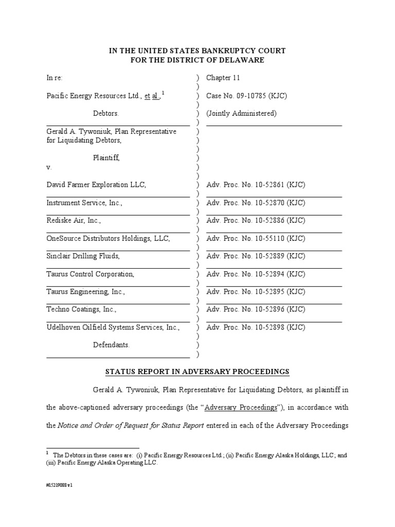 In The United States Bankruptcy Court For The District of Delaware ...