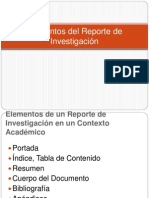 Elementos Del Reporte de Investigación