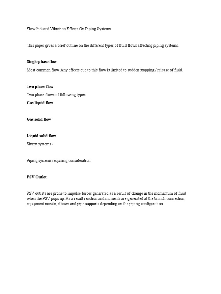 Flow Induced Vibration Effects On Piping Systems | PDF | Home & Garden ...