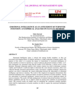 Emotional Intelligence As An Antecedent of Turnover Intention An Empirical Analysis On Faculty Members