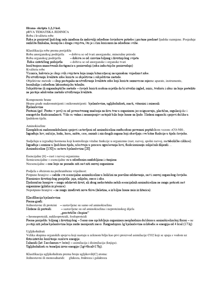 Hrana-1,2,3 Kol | PDF
