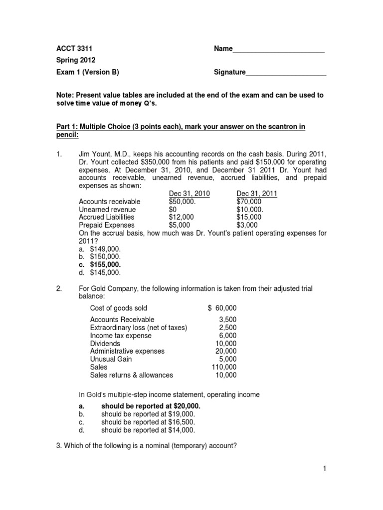 Wiley Practice Exam 1 With Solutions PDF Financial Accounting Standards Board Debits And