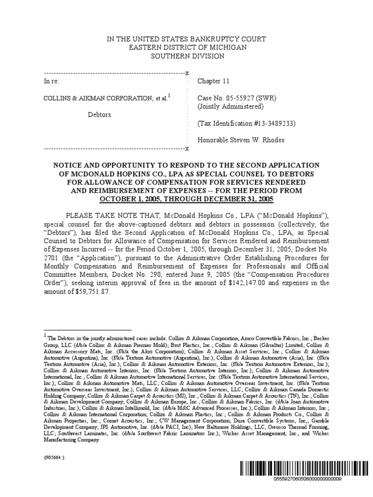 Collins & Aikman Corporation, Et Al | PDF