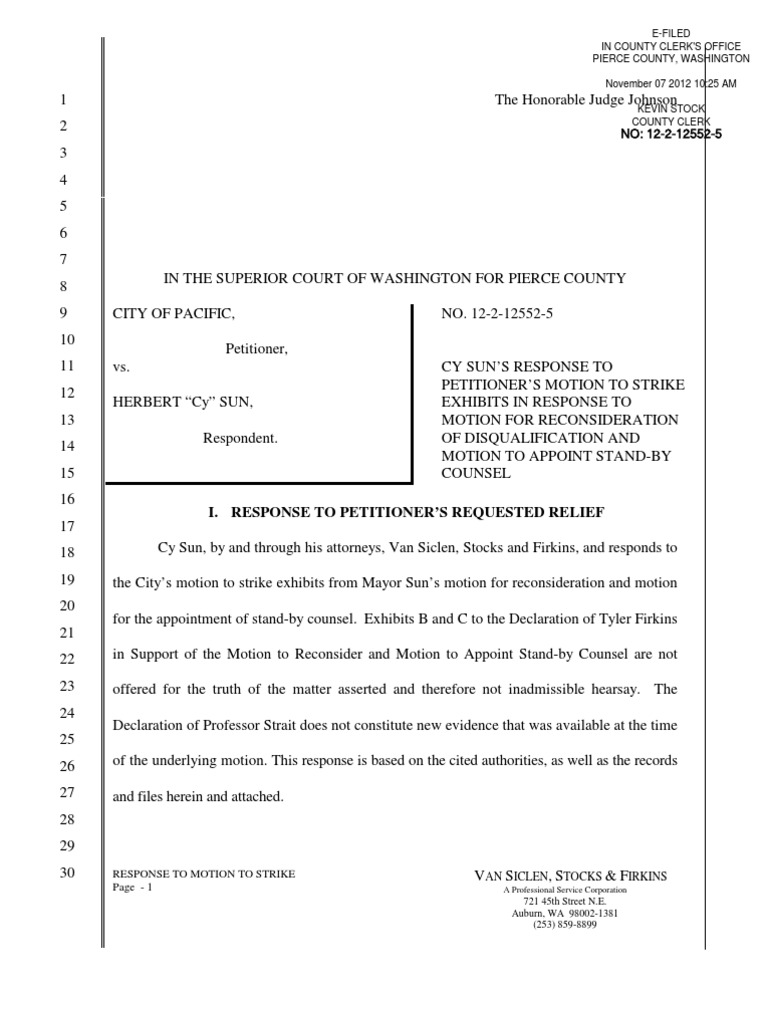 Response To Motion To Strike PDF Hearsay Summary Judgment