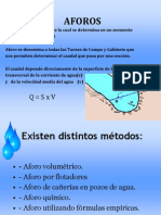 Aforos y métodos de medición de caudales de agua