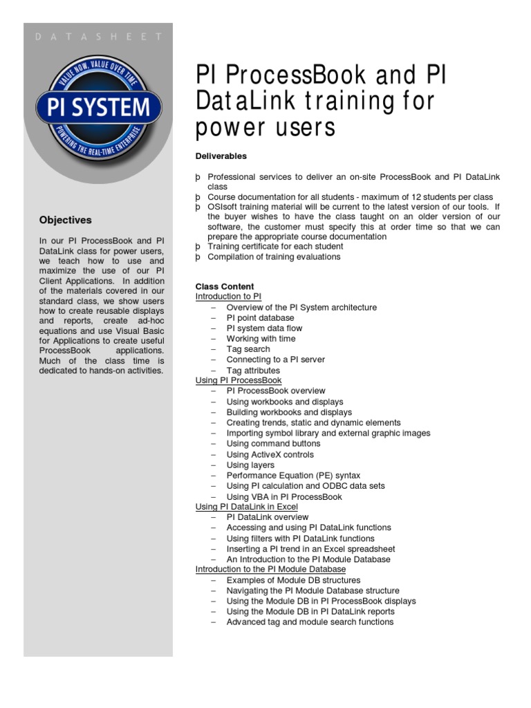 PI ProcessBook & DataLink Training | PDF | Visual Basic For ...