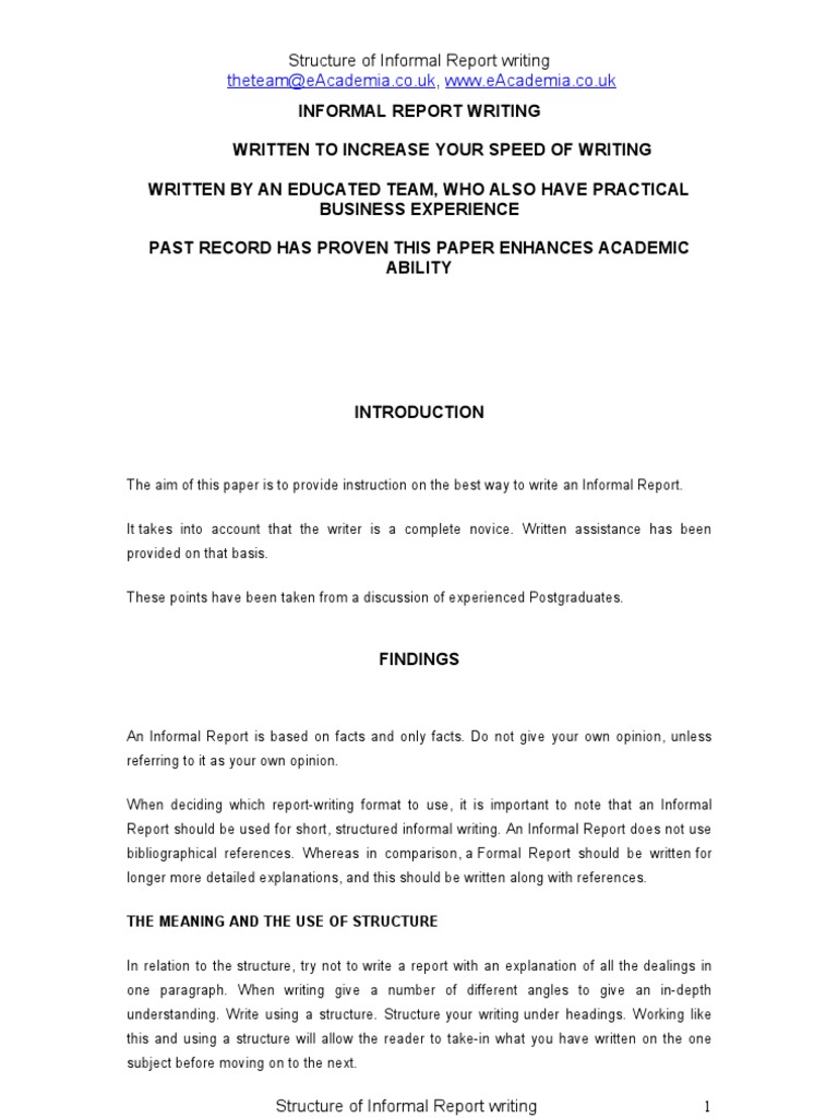 Informal report writing pdf paragraph epistemology