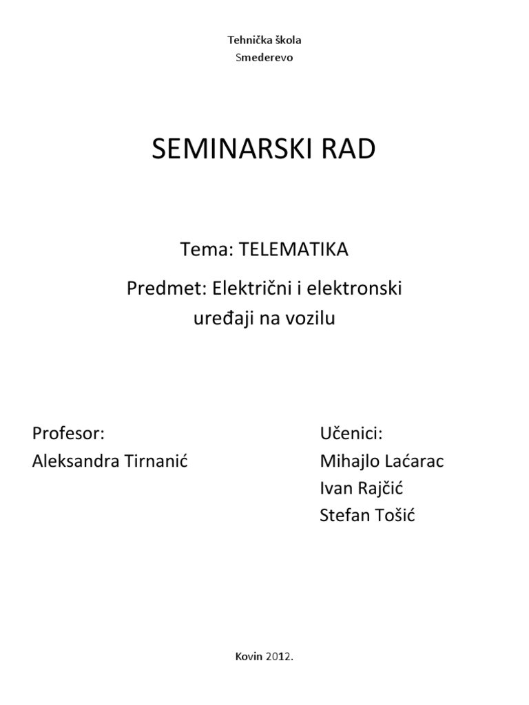 Telematika - Telematski Sistemi | PDF