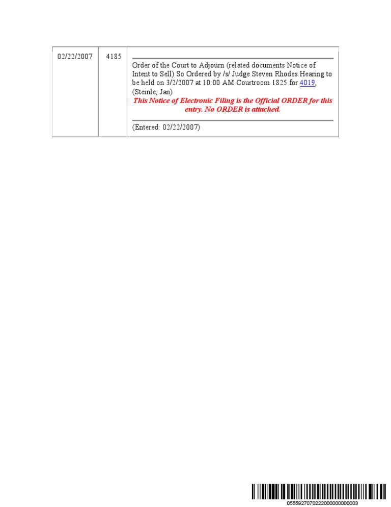 This Notice of Electronic Filing Is The Official ORDER For This Entry
