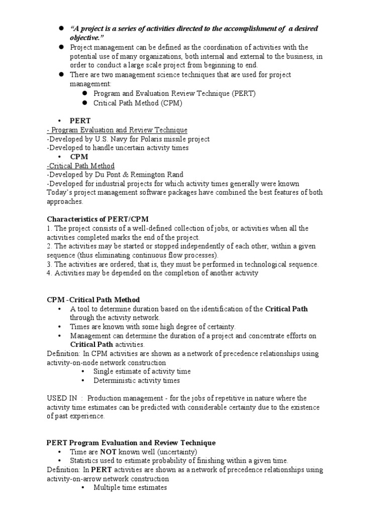 Pert Cpm Project Management Game Theory