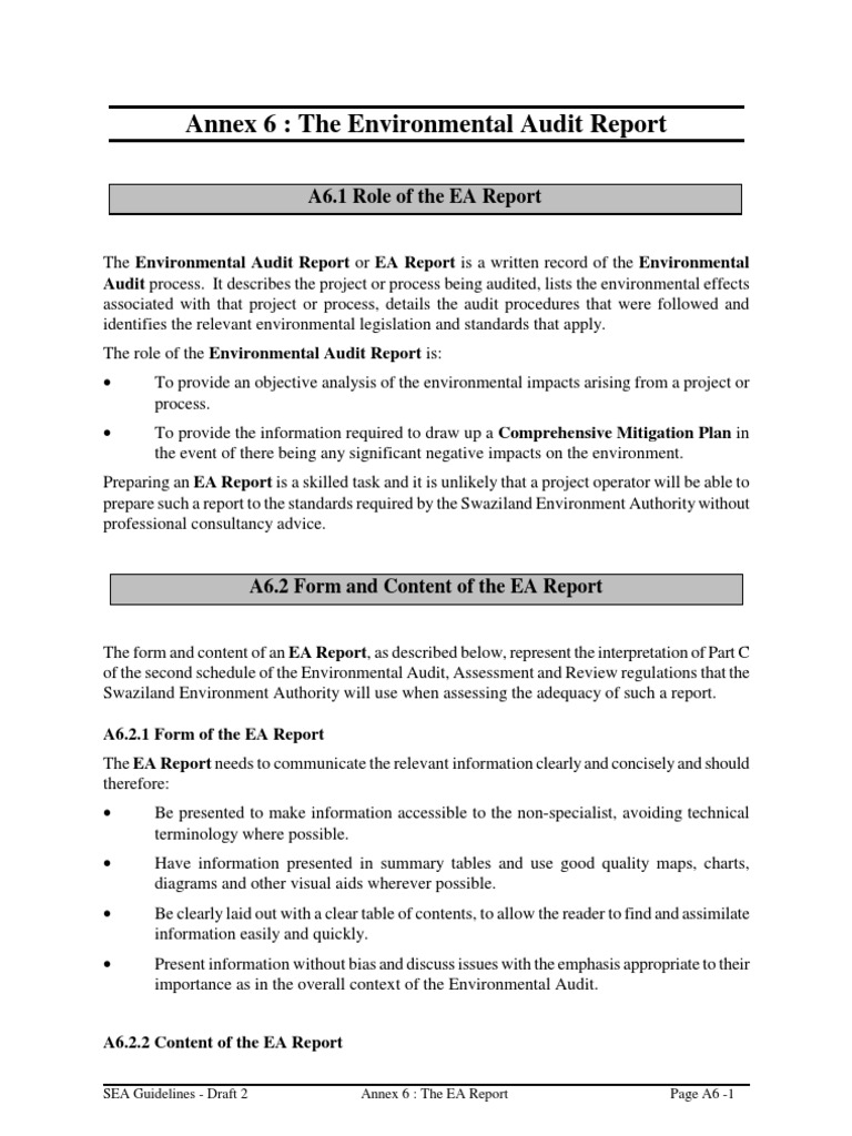 Environmental Audit Report Guidelines | PDF | Audit | Environmental ...