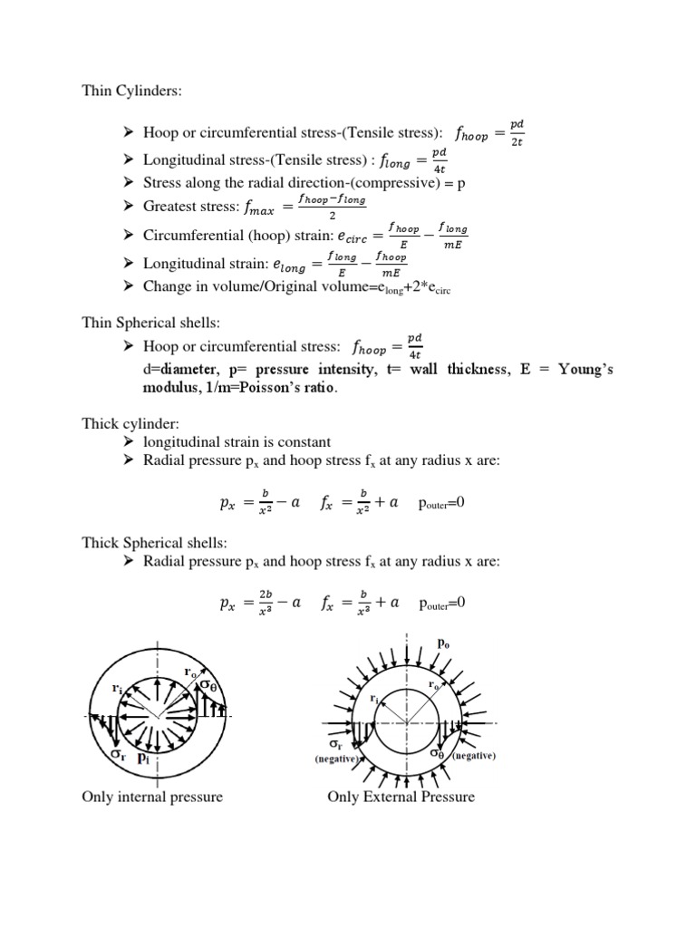 Thin vs Thick Cylinder Mechanics | PDF | Stress (Mechanics) | Continuum ...